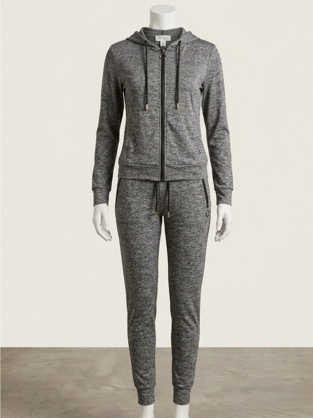 Women's Heather Gray Zip tracksuit Hoodie & Joggers Set
